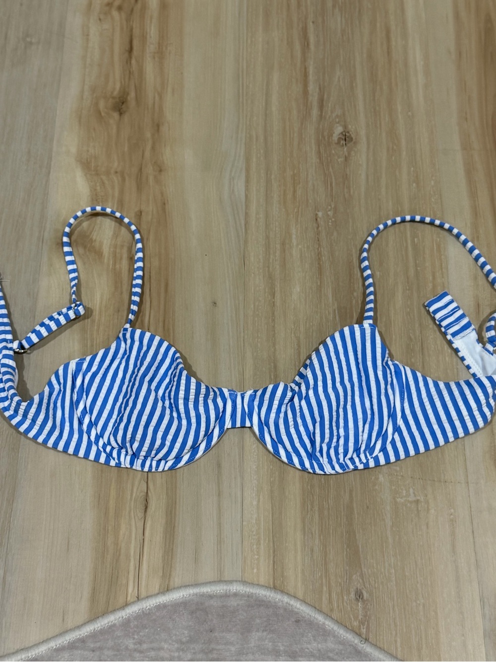 Abercrombie & Fitch Blue and White Striped Underwire Bikini Top